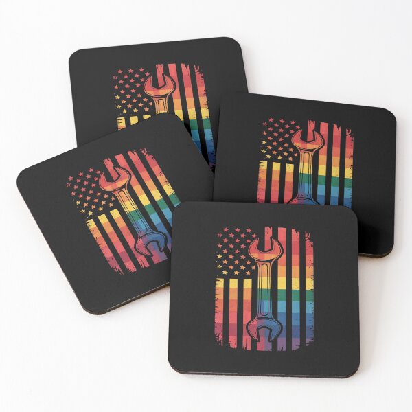 Item preview, Womens Rainbow US American Flag Wrench Gay LGBTQ Pride  designed and sold by MythWoot.