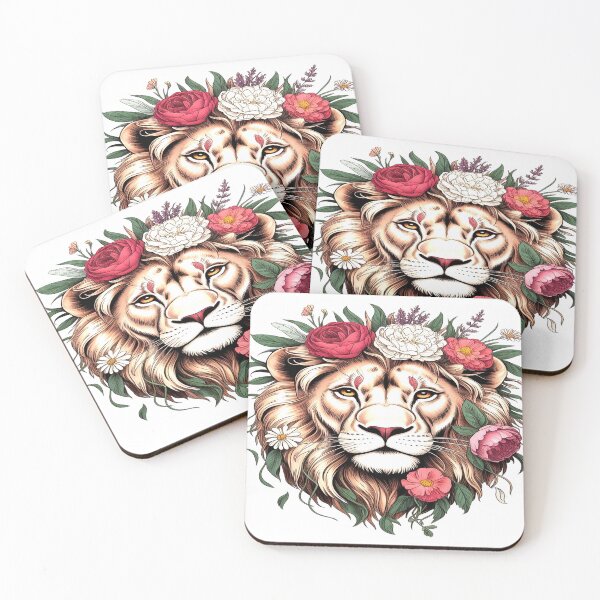 Item preview, Floral Lion Face – Botanical King of the Jungle Art designed and sold by RBToper.