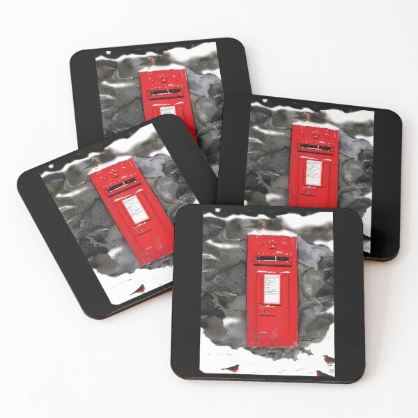 Item preview, Red Royal Mail POST BOX. Christmas/ Winter Illustration. Robins. designed and sold by Grant Wilson.