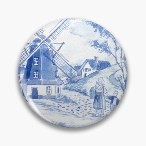 Item preview, Delft Blue Windmill with Mother and Child designed and sold by Andrea Snuggs.