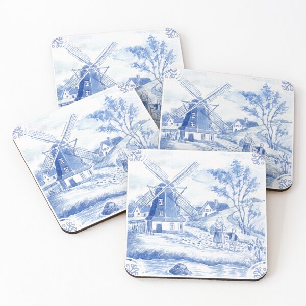 Item preview, Delft Blue Windmill with Mother and Child designed and sold by Andrea Snuggs.