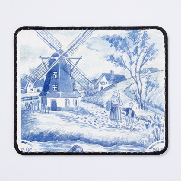 Item preview, Delft Blue Windmill with Mother and Child designed and sold by Andrea Snuggs.