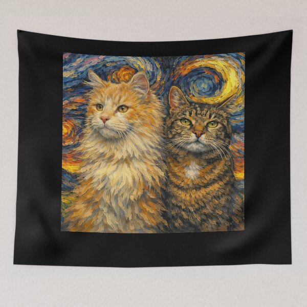 Item preview, Starry Two Cute Cats Funny animals  designed and sold by Starry Night Creative Art.