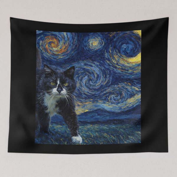 Item preview, Starry Black And White Cat designed and sold by Starry Night Creative Art.