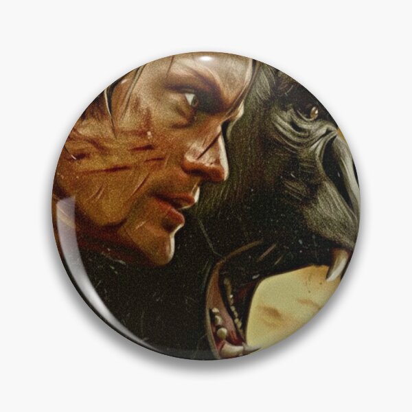 Item preview, Jungle King and Silverback Art | Primal Nature Man and Ape Painting | Wild Adventure Sunset Portrait Poster designed and sold by Art's Diner.