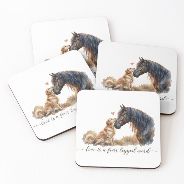 Item preview, Love Is a Four Legged Word – Dog and Horse Watercolor Art designed and sold by FluffinCool.