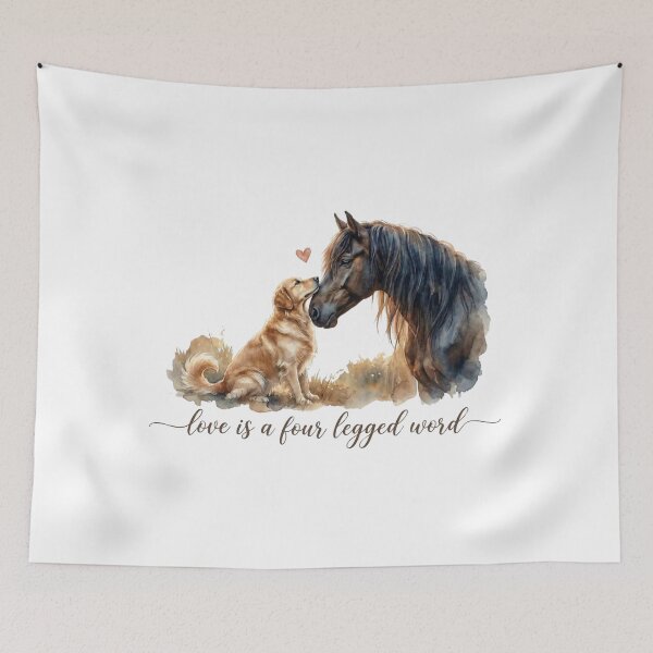 Item preview, Love Is a Four Legged Word – Dog and Horse Watercolor Art designed and sold by FluffinCool.