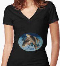 Pisces Zodiac Sign Women's Fitted V-Neck T-Shirt