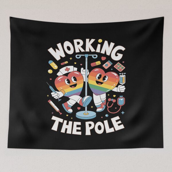 Item preview, Working The Pole Nurse LGBT-Q Gay Pride Rainbow Nursing RN  designed and sold by MythWoot.