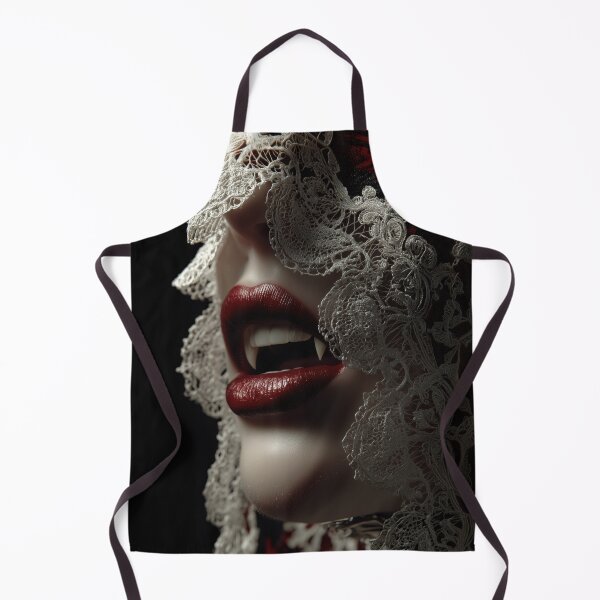 Item preview, Vampire Kiss – Gothic Lace Fangs Dark Fantasy Art designed and sold by MythologyRealm.