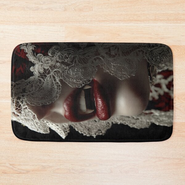 Item preview, Vampire Kiss – Gothic Lace Fangs Dark Fantasy Art designed and sold by MythologyRealm.