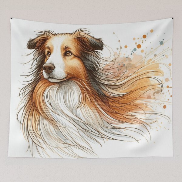 Item preview, Watercolor Sheltie Portrait with Ink Splash designed and sold by BigBlueArt.