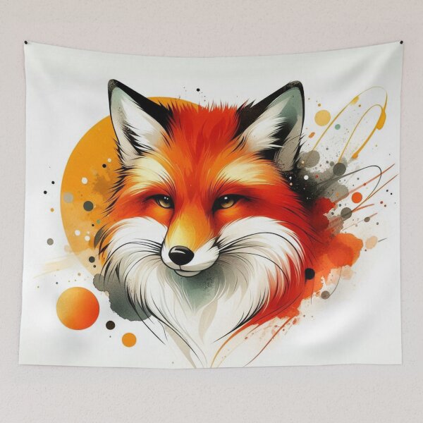 Item preview, Vibrant Watercolor Red Fox Ink Splash Portrait designed and sold by BigBlueArt.