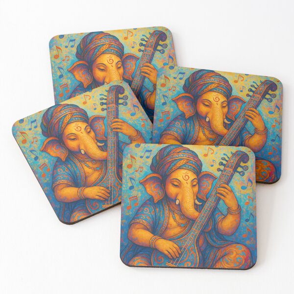 Item preview, Colorful Ganesha Playing Music – Vibrant Spiritual Elephant Deity Art Illustration designed and sold by Beamiverse.