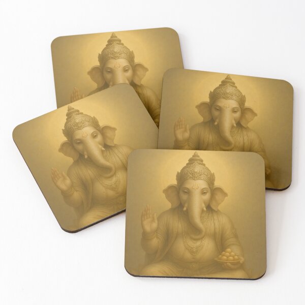 Item preview, Golden Ganesha Artwork – Serene Spiritual Elephant Deity Illustration with Lotus designed and sold by Beamiverse.
