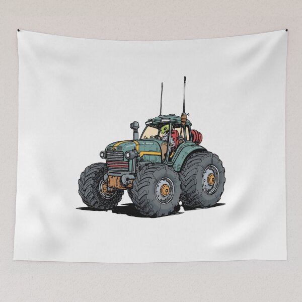 Item preview, Alien Farmer Driving Monster Tractor | Sci-Fi Out of This World Agriculture Art designed and sold by SlomianyPisarz.