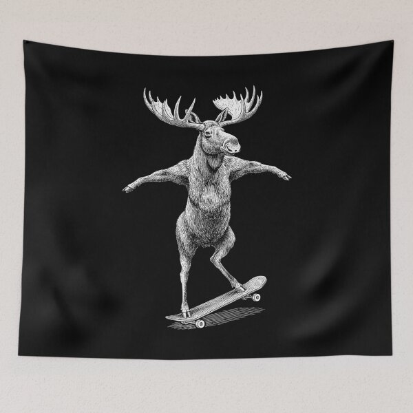 Item preview, Skater Skateboarder Moose Funny Animal Elk Skateboarding designed and sold by GrandeDuc.