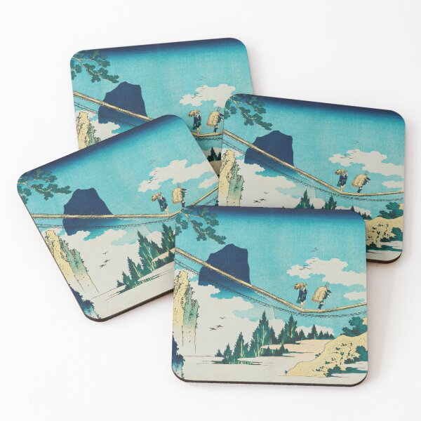 Item preview, Hokusai Suspension Bridge - Vintage Japanese Landscape Art designed and sold by Open Canvas.