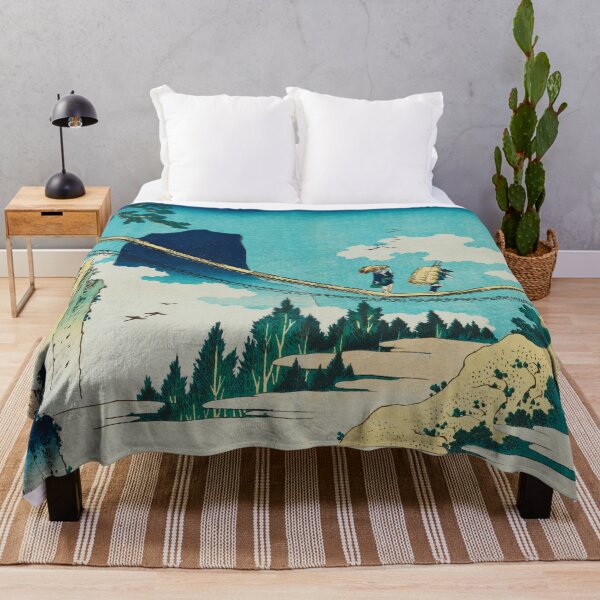 Item preview, Hokusai Suspension Bridge - Vintage Japanese Landscape Art designed and sold by Open Canvas.