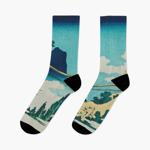 Item preview, Hokusai Suspension Bridge - Vintage Japanese Landscape Art designed and sold by Open Canvas.