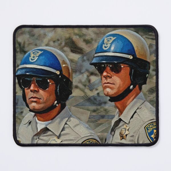 Item preview, 70s Retro Motorcycle Police Art | Vintage Highway Officer Painting | California Sun Aviator Poster designed and sold by Art's Diner.