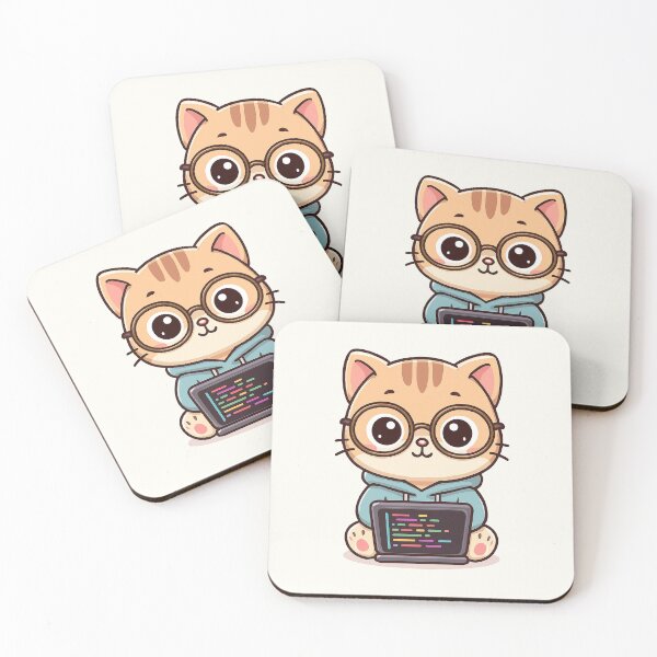 Item preview, Cute Programmer Cat Cartoon designed and sold by HoopeStylee.