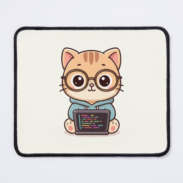 Item preview, Cute Programmer Cat Cartoon designed and sold by HoopeStylee.