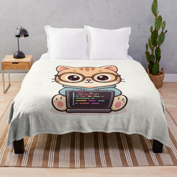 Item preview, Cute Programmer Cat Cartoon designed and sold by HoopeStylee.
