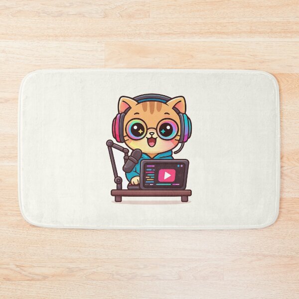 Item preview, Cute Streamer Cat Cartoon designed and sold by HoopeStylee.
