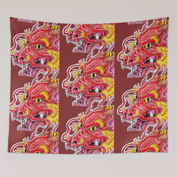 Item preview, Japanese style dragon (white border) designed and sold by AnubisAltarArt.