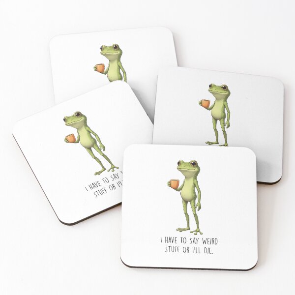 Item preview, I Have to Say Weird Stuff or I’ll Die Frog Drinking Coffee designed and sold by LounisArt.