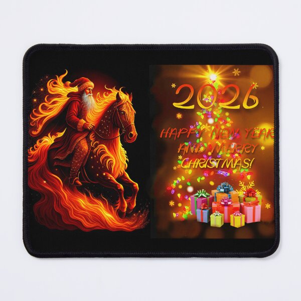 Item preview, 2026: Year of the Fire Horse, fiery horse, Happy New Year and Merry Christmas! fire on black background designed and sold by orthodox-icon.