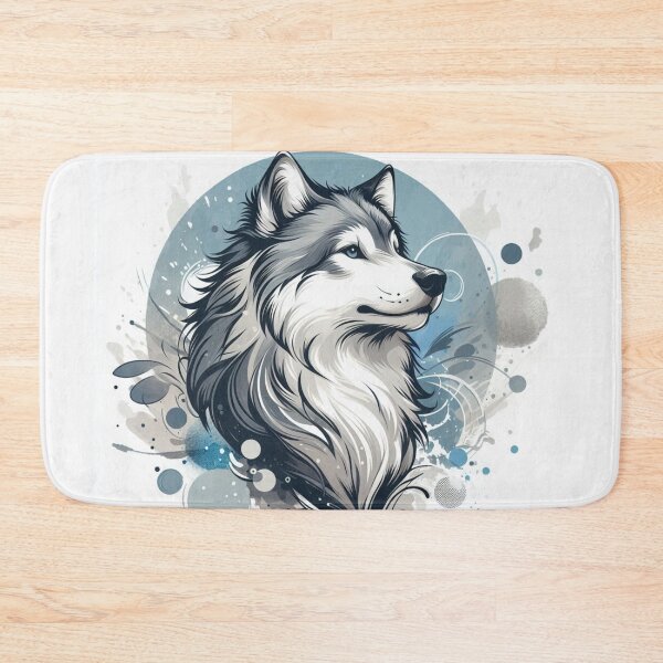 Item preview, Cool Blue Watercolor Wolf Ink Splash Portrait designed and sold by BigBlueArt.