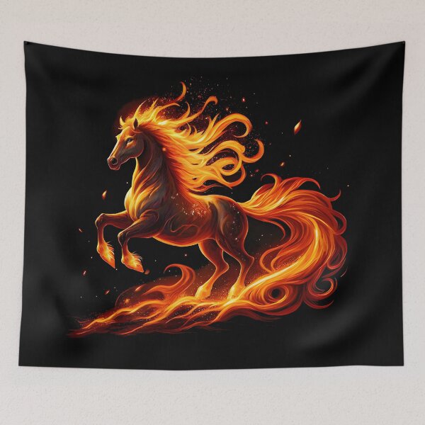 Item preview, 2026: Year of the Fire Horse, fiery horse, Happy New Year! fire on black background designed and sold by orthodox-icon.