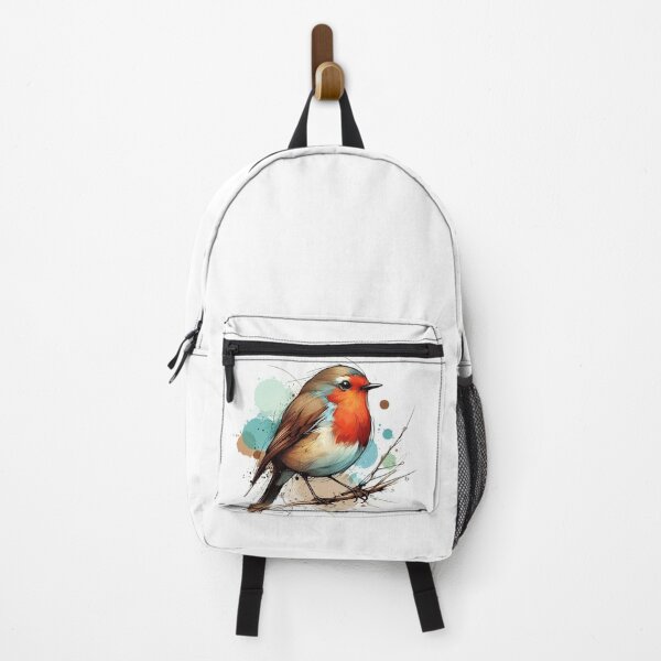 Item preview, European Redbreast Watercolor Ink Splash Illustration designed and sold by BigBlueArt.