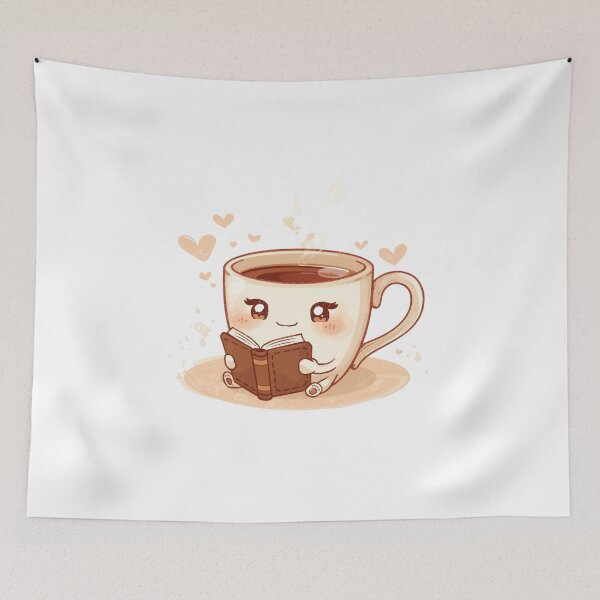 Item preview, Kawaii Coffee Cup Reading Book | Cozy Cafe Aesthetic & Bookworm Art designed and sold by SlomianyPisarz.