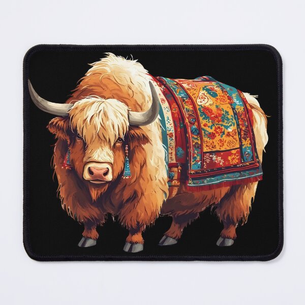 Item preview, Colorful Tibetan Yak with Traditional Blanket Illustration designed and sold by Karolina’s Cozy Creations.