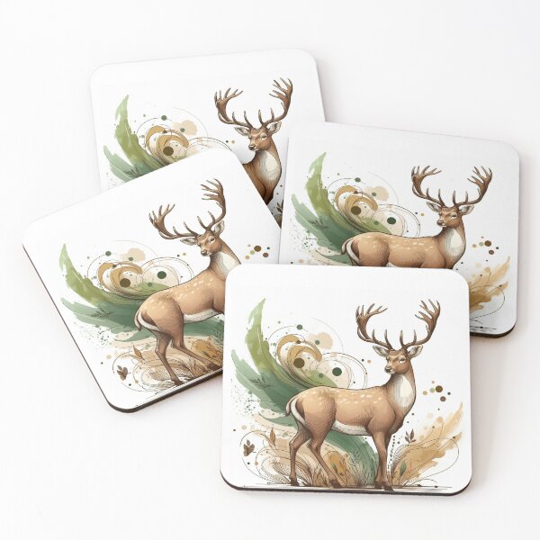 Item preview, Majestic Deer Watercolor Botanical Woodland Illustration designed and sold by BigBlueArt.