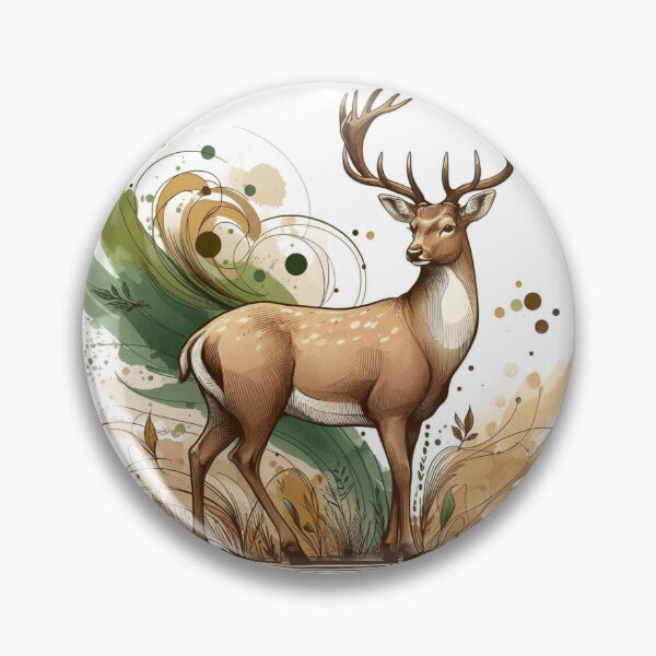Item preview, Majestic Deer Watercolor Botanical Woodland Illustration designed and sold by BigBlueArt.