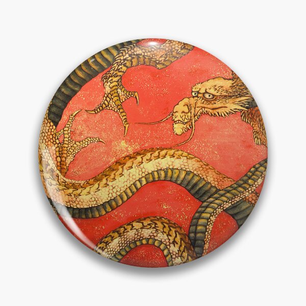 Item preview, Japanese Dragon in Red Circle - Vintage Hokusai Art designed and sold by Open Canvas.