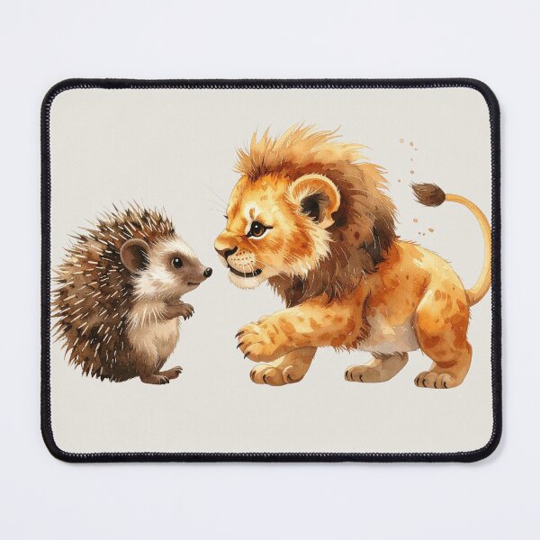 Item preview, Courage meets gentleness, hedgehog and lion designed and sold by LiskoDesign.
