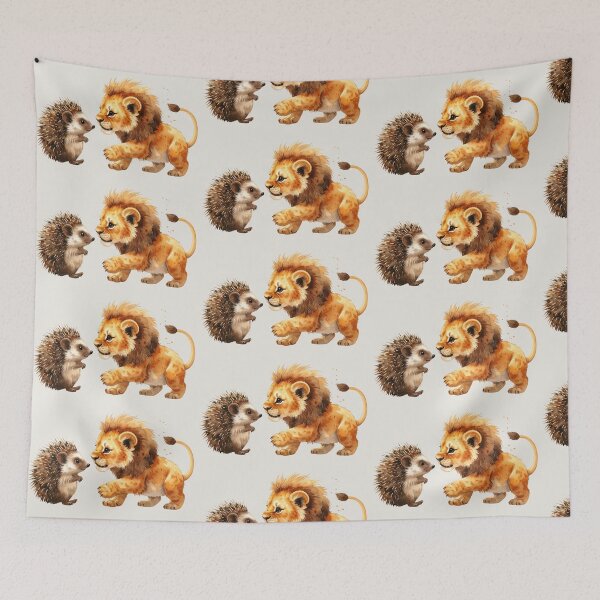 Item preview, Courage meets gentleness, hedgehog and lion designed and sold by LiskoDesign.