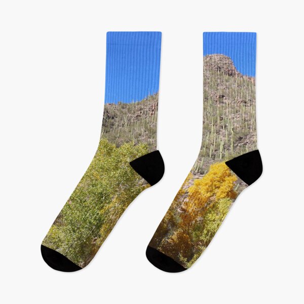 Item preview, Fall Yellow Trees Saguaro Cacti designed and sold by simonjayphotos.