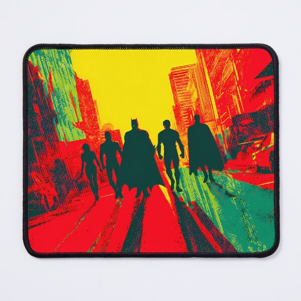 Item preview, Justice League Retro Poster Art - DC Heroes Psychedelic Sunset Silhouette designed and sold by LoomisDreams.