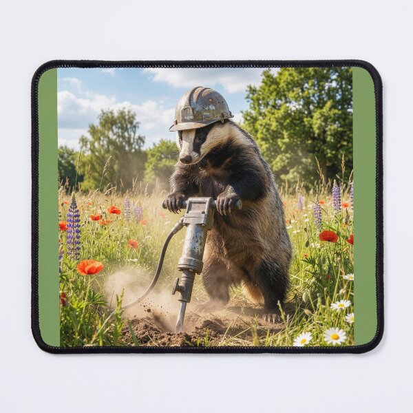 Item preview, Intrepid Badger Wields a Pneumatic Jackhammer designed and sold by Tridentulus.