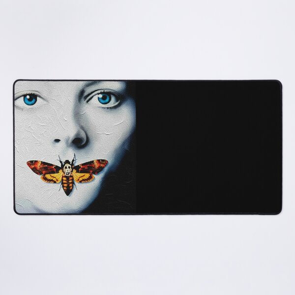 Item preview, Moth Over Mouth Blue Eyes Art | Skull Back Insect Horror Painting | Minimalist Psychological Thriller Poster designed and sold by Art's Diner.