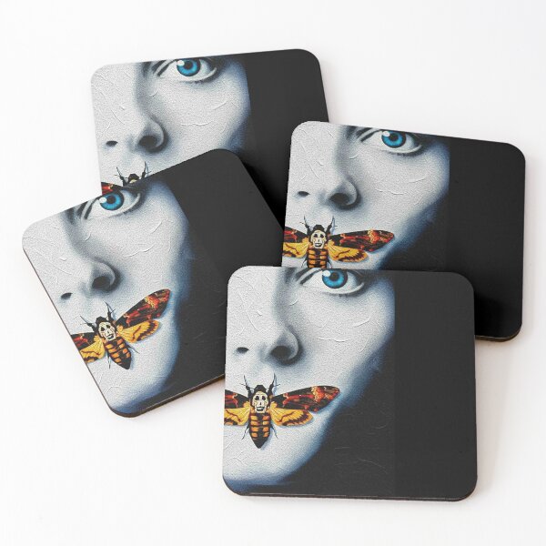 Item preview, Moth Over Mouth Blue Eyes Art | Skull Back Insect Horror Painting | Minimalist Psychological Thriller Poster designed and sold by Art's Diner.