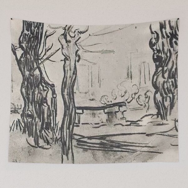 Item preview, Vincent Van Gogh - Garden Of The Asylum And Tree Trunks And A Stone Bench designed and sold by st1art.