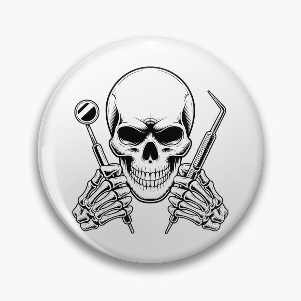 Item preview, Dental Hygienist Skull with Tooth Tools | Edgy Dentistry Illustration designed and sold by Skillform Studio.
