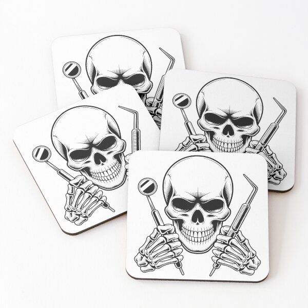 Item preview, Dental Hygienist Skull with Tooth Tools | Edgy Dentistry Illustration designed and sold by Skillform Studio.